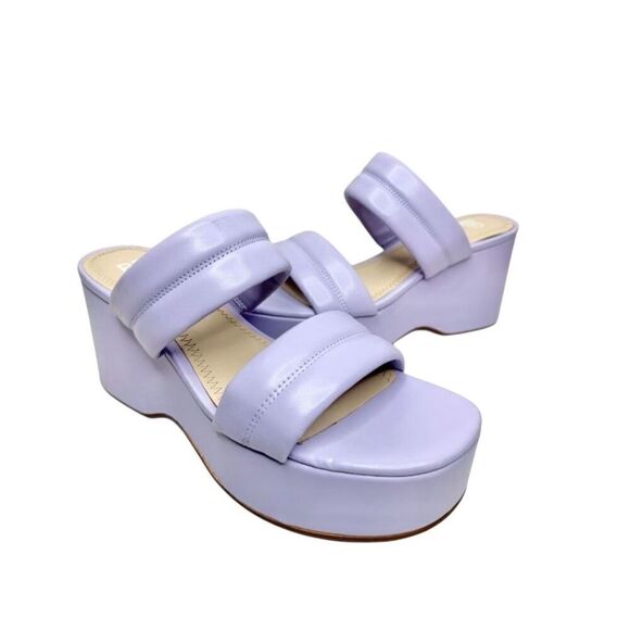 BP Sandals Womens Size 8 Lilac Slip On Platform Open Toe Double Strap - Picture 3 of 8